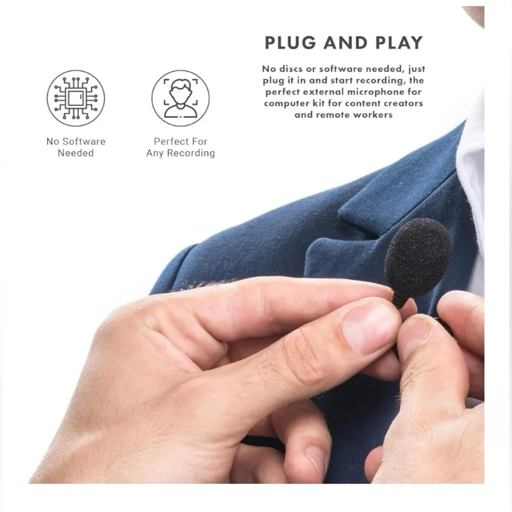 Movo LV1-USB Lavalier Microphone for Camera, Lapel iPhone & Android Smartphones